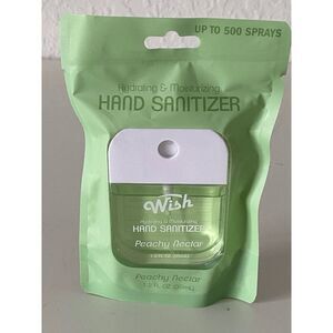 Wish Scented Hand Sanitizer Spray 1.2 Fl Green Peachy Nectar Hydrating NEW